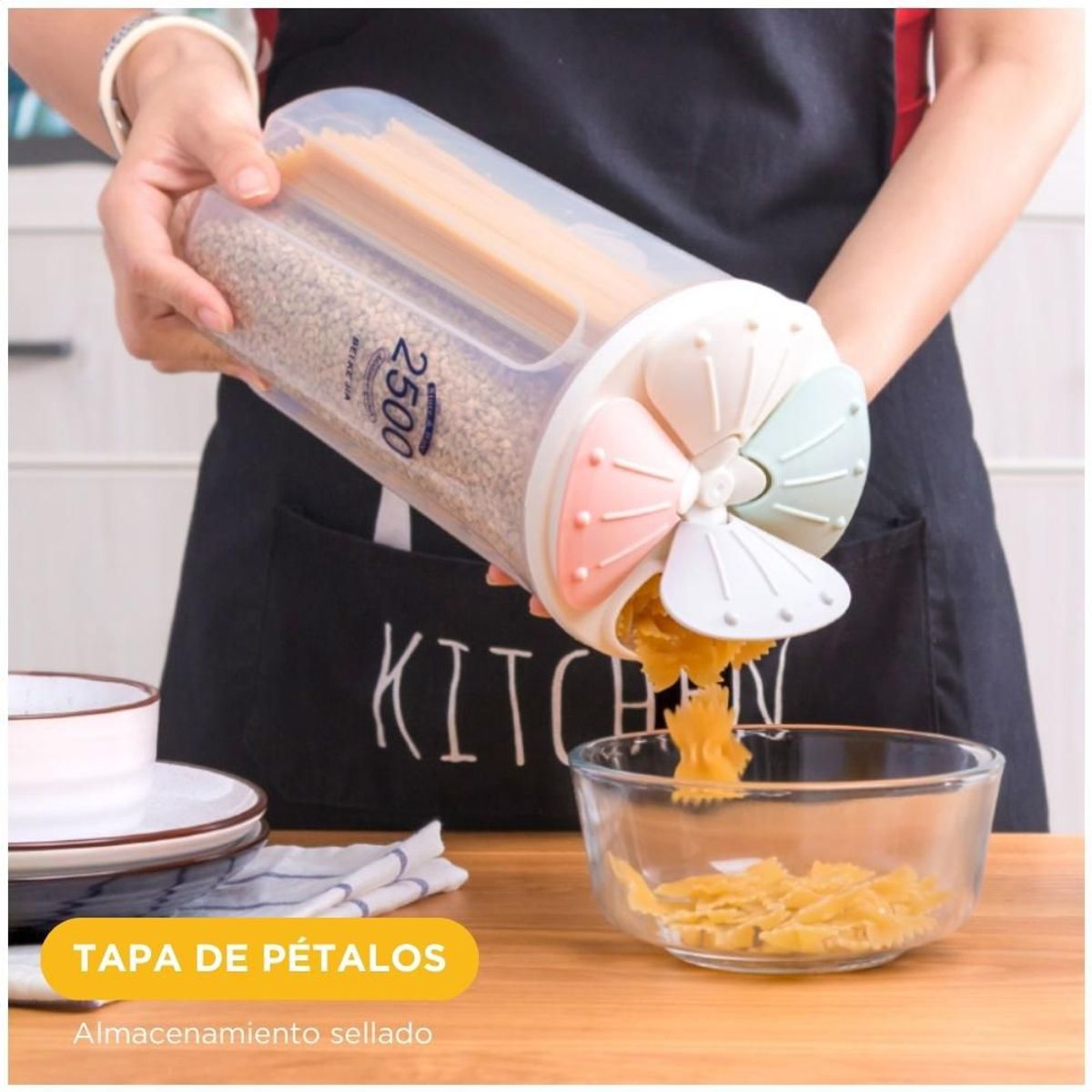 MINARI - Contenedor Dispensador de Cereales Menestras 4 Divisiones 2500ml