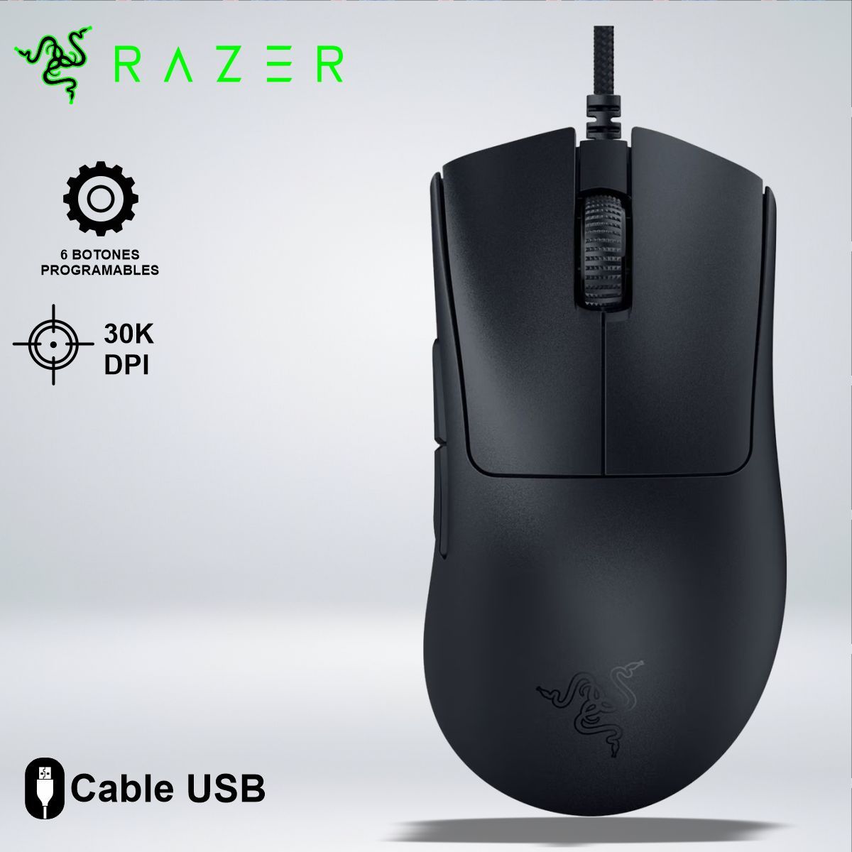 RAZER - MOUSE GAMER RAZER DEATHADDER V3 ULTRALIGERO 30K DPI 6 BOTONES