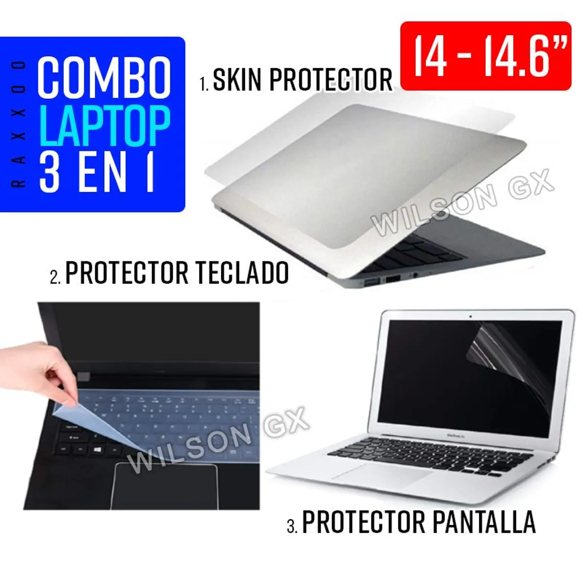 GENERICO - Combo Protector De Pantalla + Teclado + Skin Para Laptop 14 / 14.6''