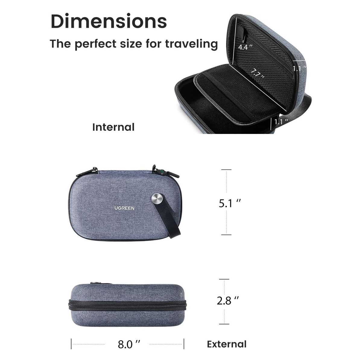 UGREEN - Estuche Rígido Ugreen Organizador Portátil Cables Cargador LP152 50903
