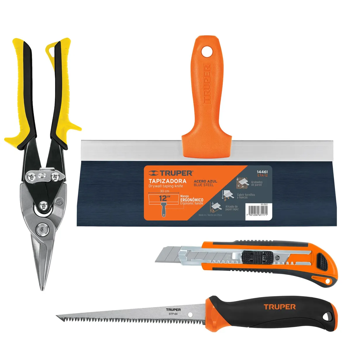 TRUPER - Herramientas para drywall tijera aviación espátula cutter serruchin