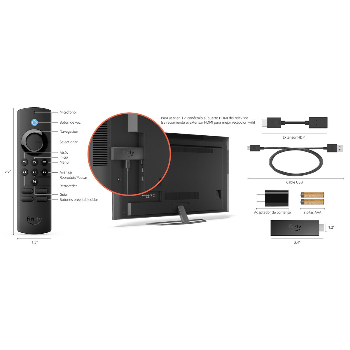 AMAZON - Fire TV Stick Lite - Ahora con Botones Especiales - Alexa 2da Gen
