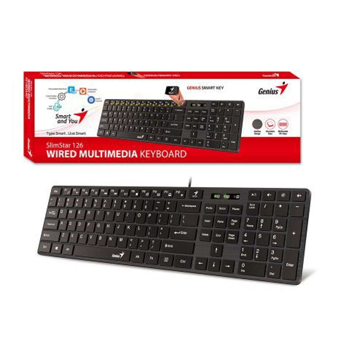 GENIUS - TECLADO GENIUS SMART SLIMSTAR 126 USB MULTIMEDIA NEGRO