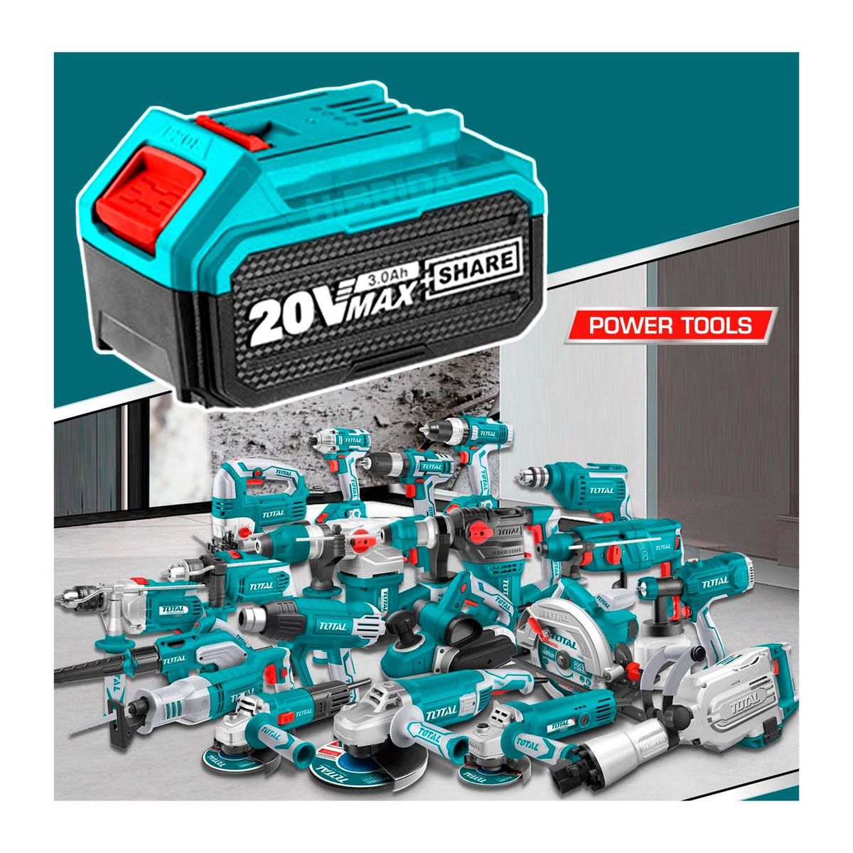 TOTAL TOOLS - BATERÍA 20V 3AH DE LITIO TOTAL PORTÁTIL CON INDICADOR LED - TFBLI2030