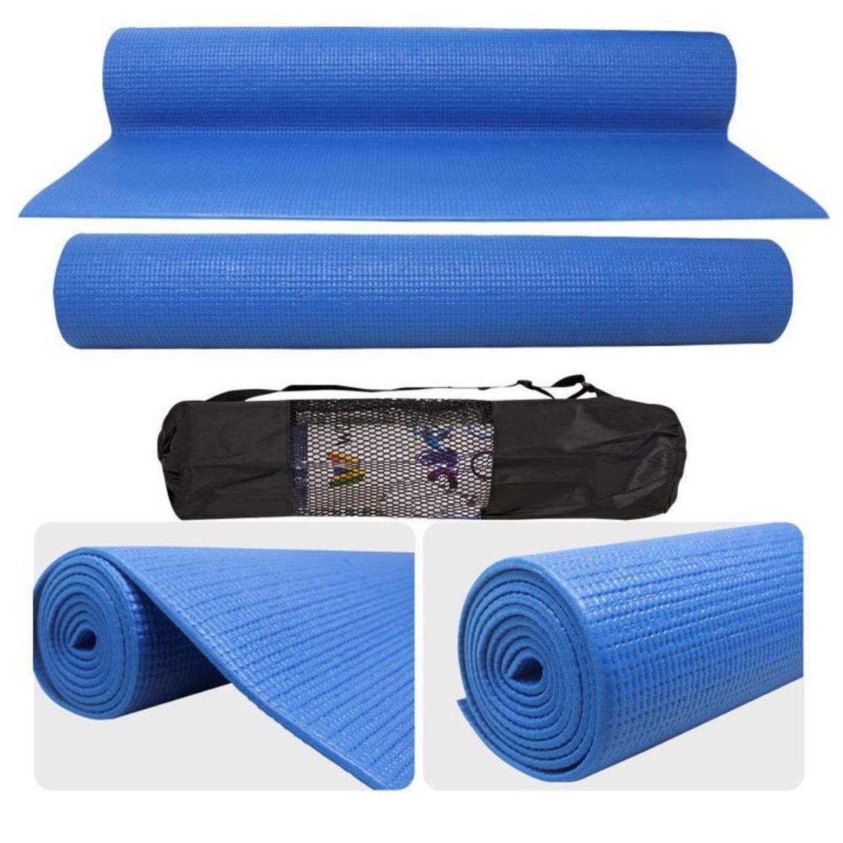 SPORT FITNESS - Mat Yoga Pilates FitnessFunda Transportadora 6mm - Azul