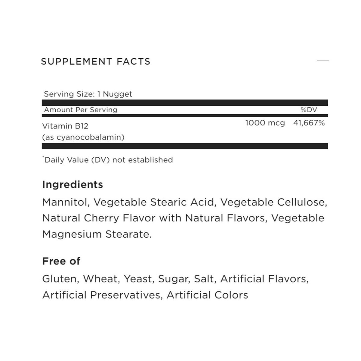 SOLGAR - Vitamin B12 1000mcg Sublingual 100 Unidades