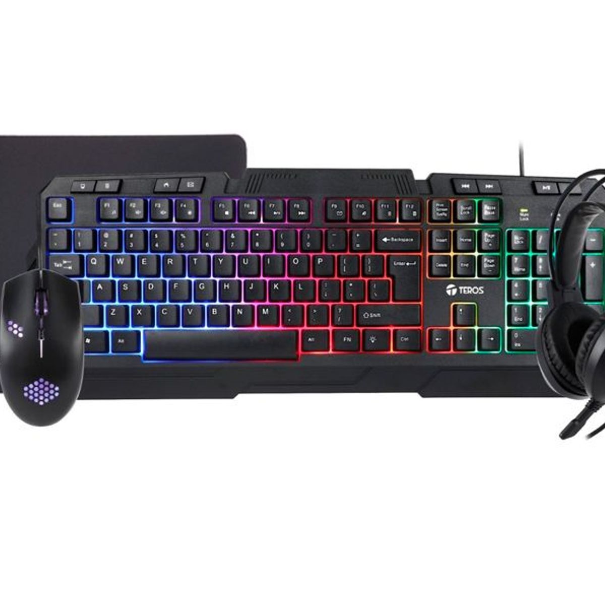 TEROS - teclado multimedia headset auriculares mouse mouse pad