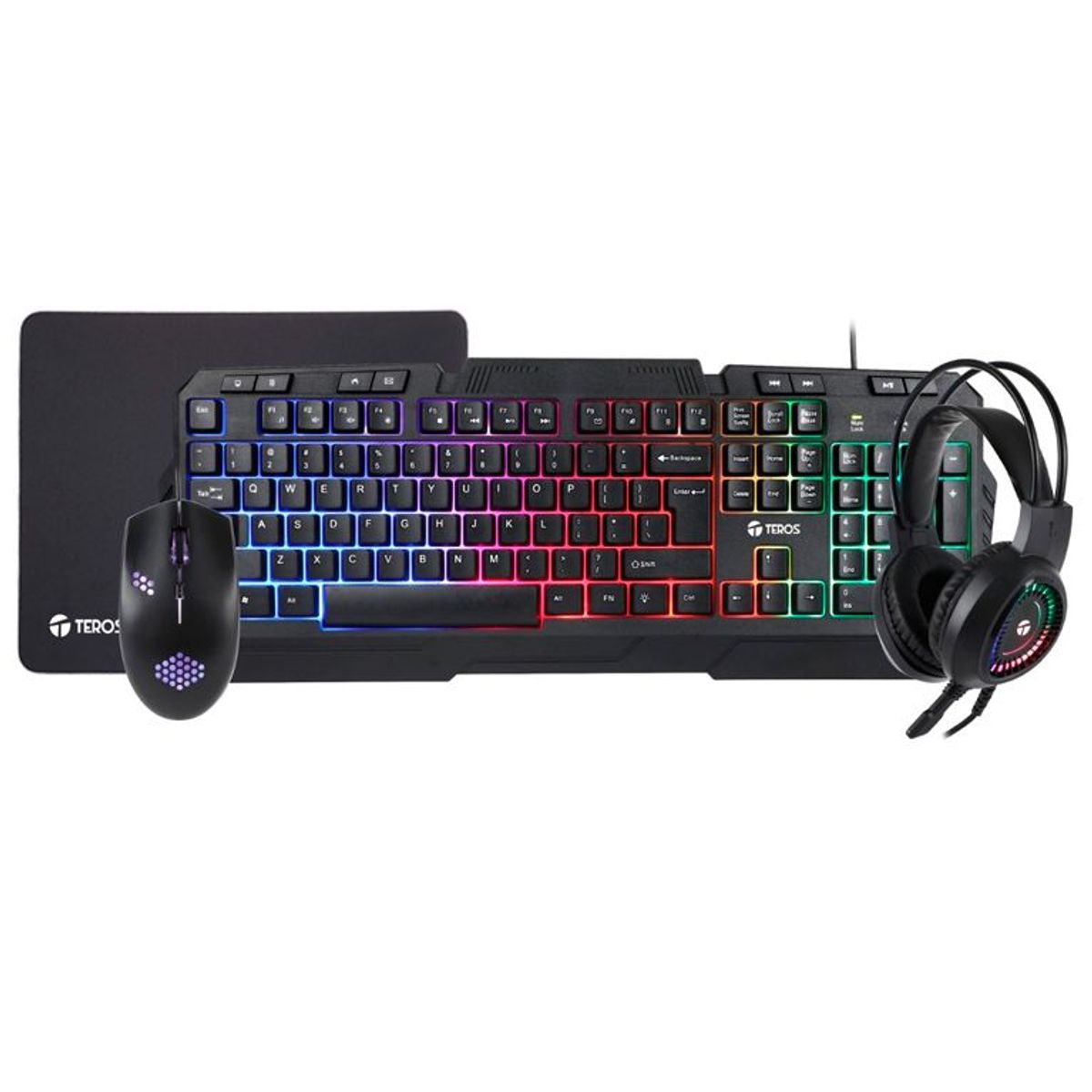 TEROS - teclado multimedia headset auriculares mouse mouse pad