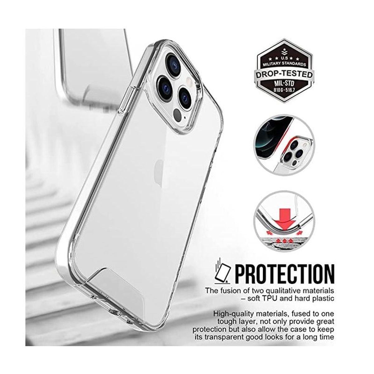 OEM - Funda Case Space Para Iphone 12 clear transparente AntiCaida