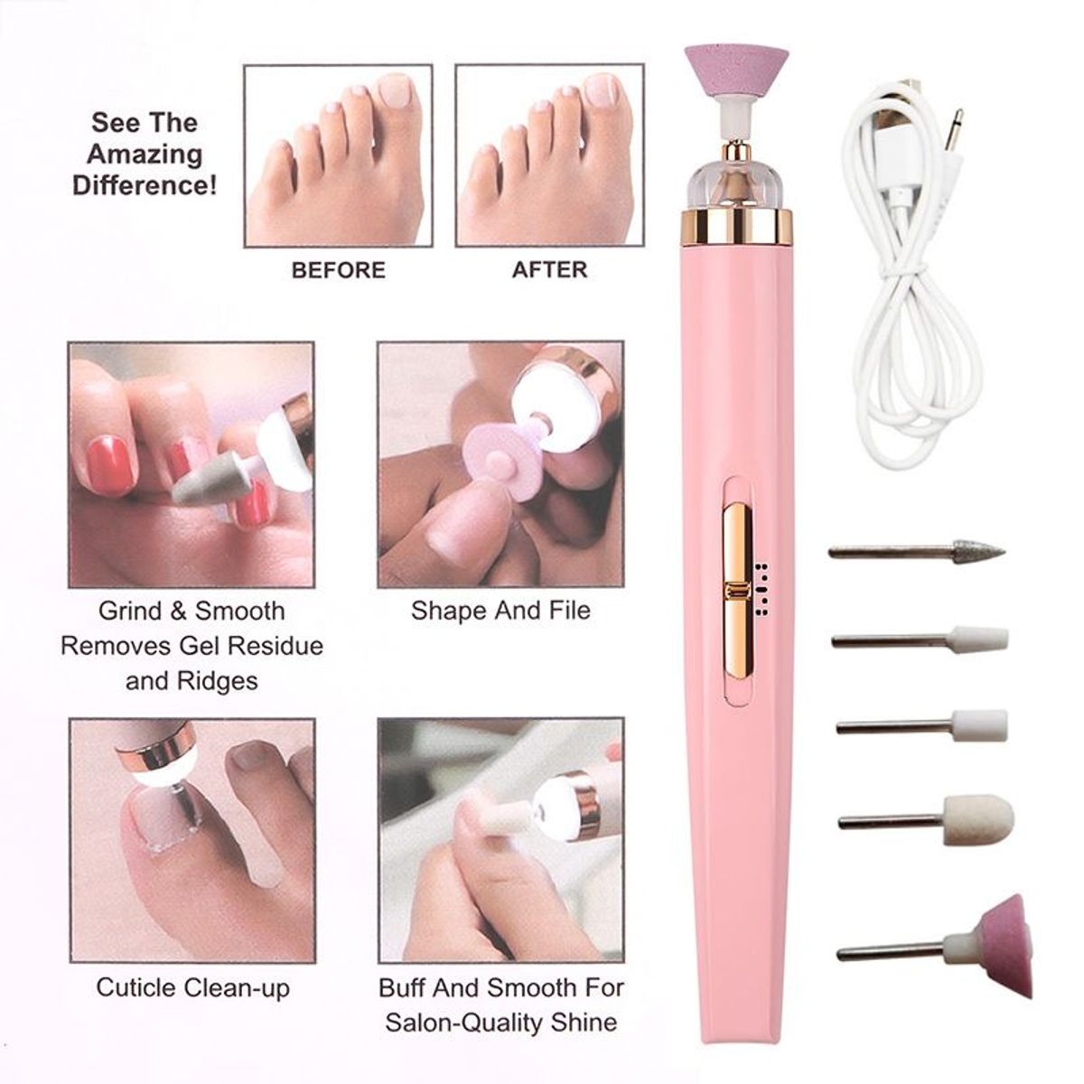 GENERICO - Limador de Unas Electrico - Set de Manicure