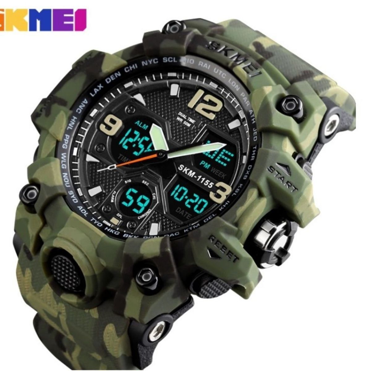 SKMEI - Reloj Skmei 1155 Dual Camuflado Verde
