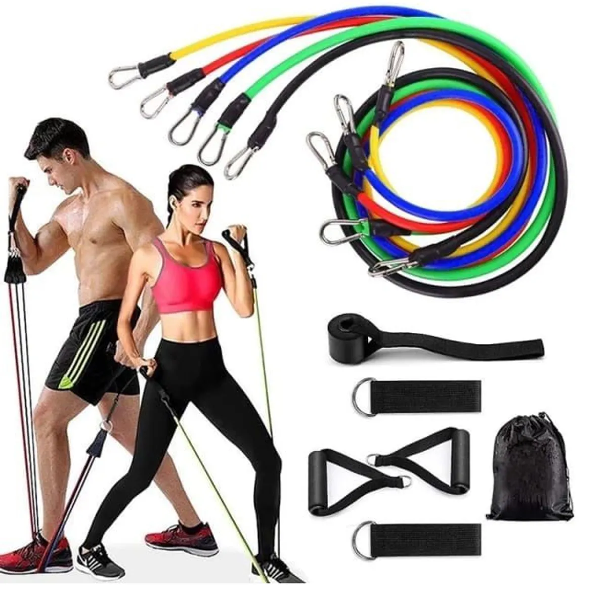 GLUTINO - Bandas de resistencia con asas juego de 11 piezas
