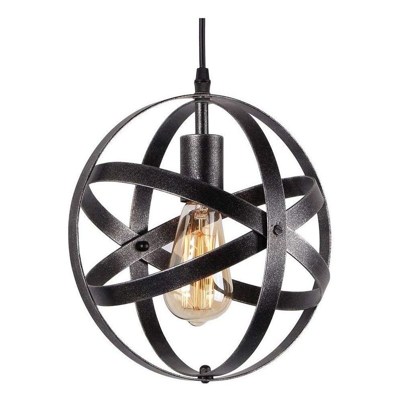 HOME NEAT - Lámpara Colgante Esfera Vintage Industrial E27 Ø20cm Negro