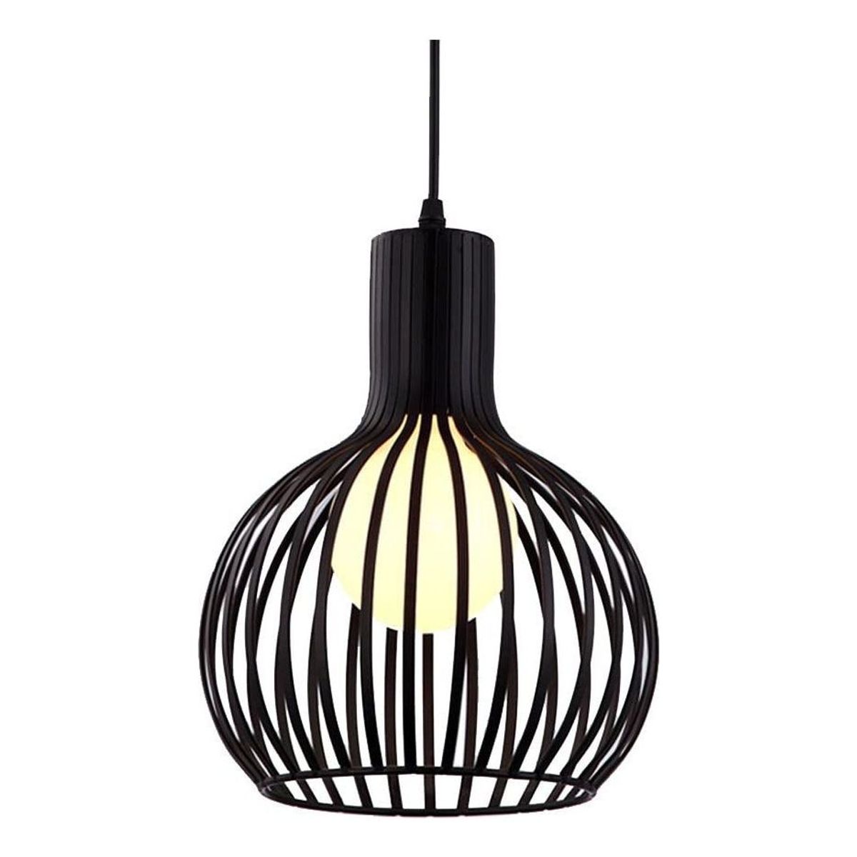 HOME NEAT - lamparas colgantes de Jaula Metal Vintage iluminacion Negro E27 Ø20cm