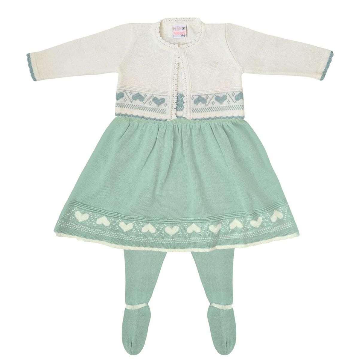 GENERICO - Conjunto bebé Vestido Hilo - 3 piezas - Verde