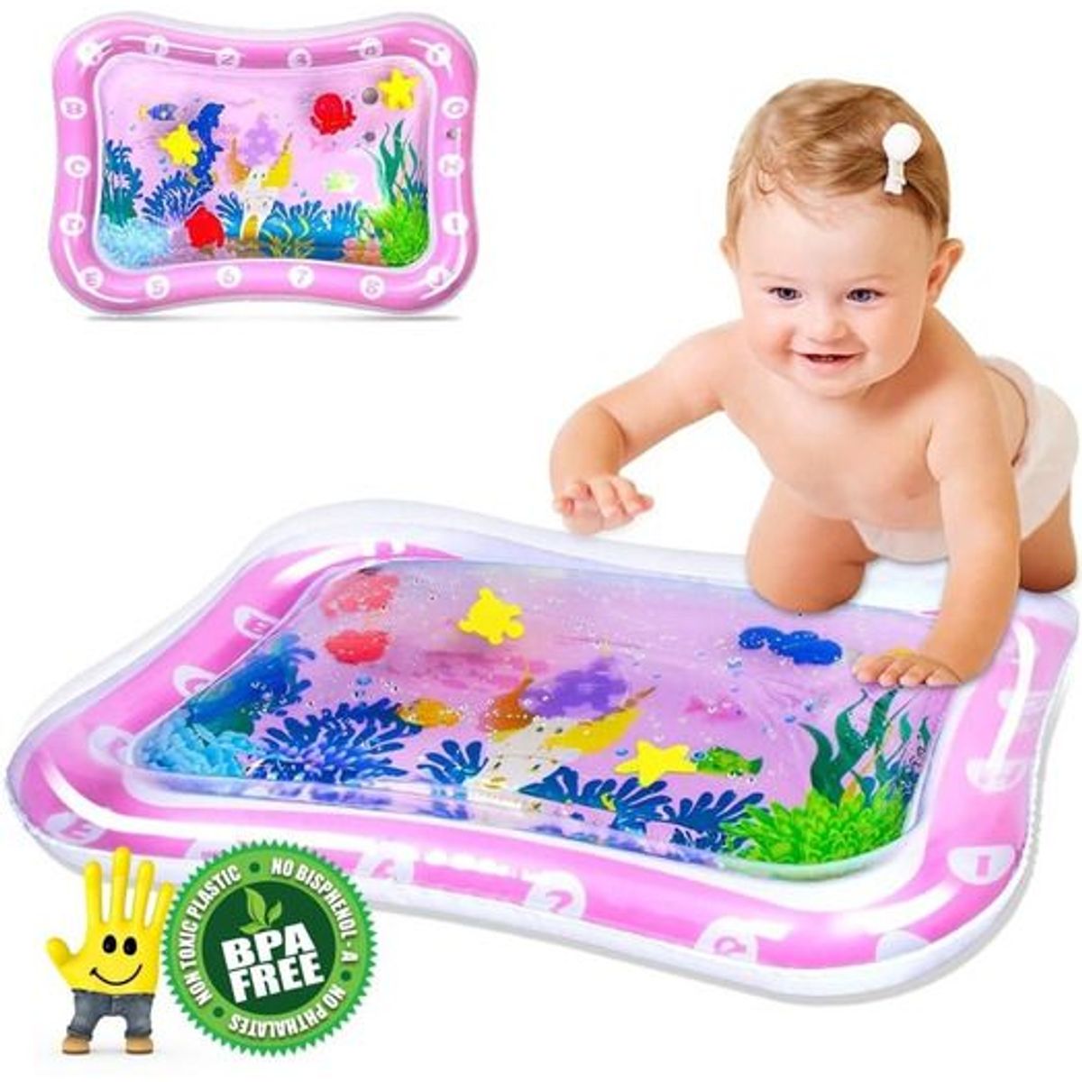 GENERICO - Alfombra inflable de agua para bebes rosado