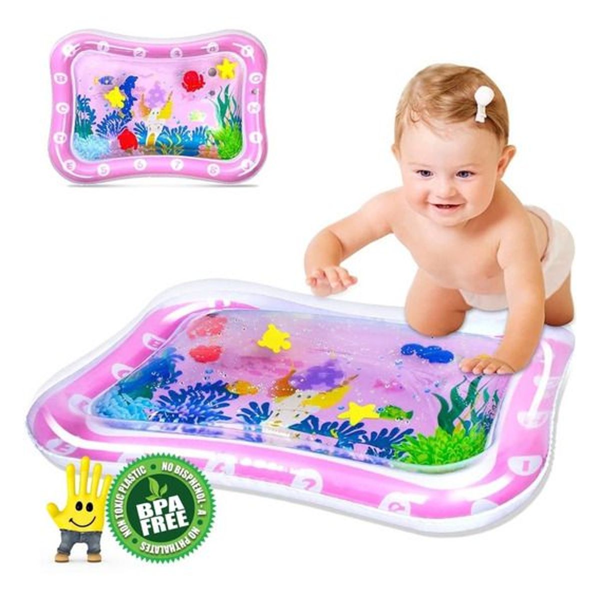 GENERICO - Alfombra inflable de agua para bebes rosado