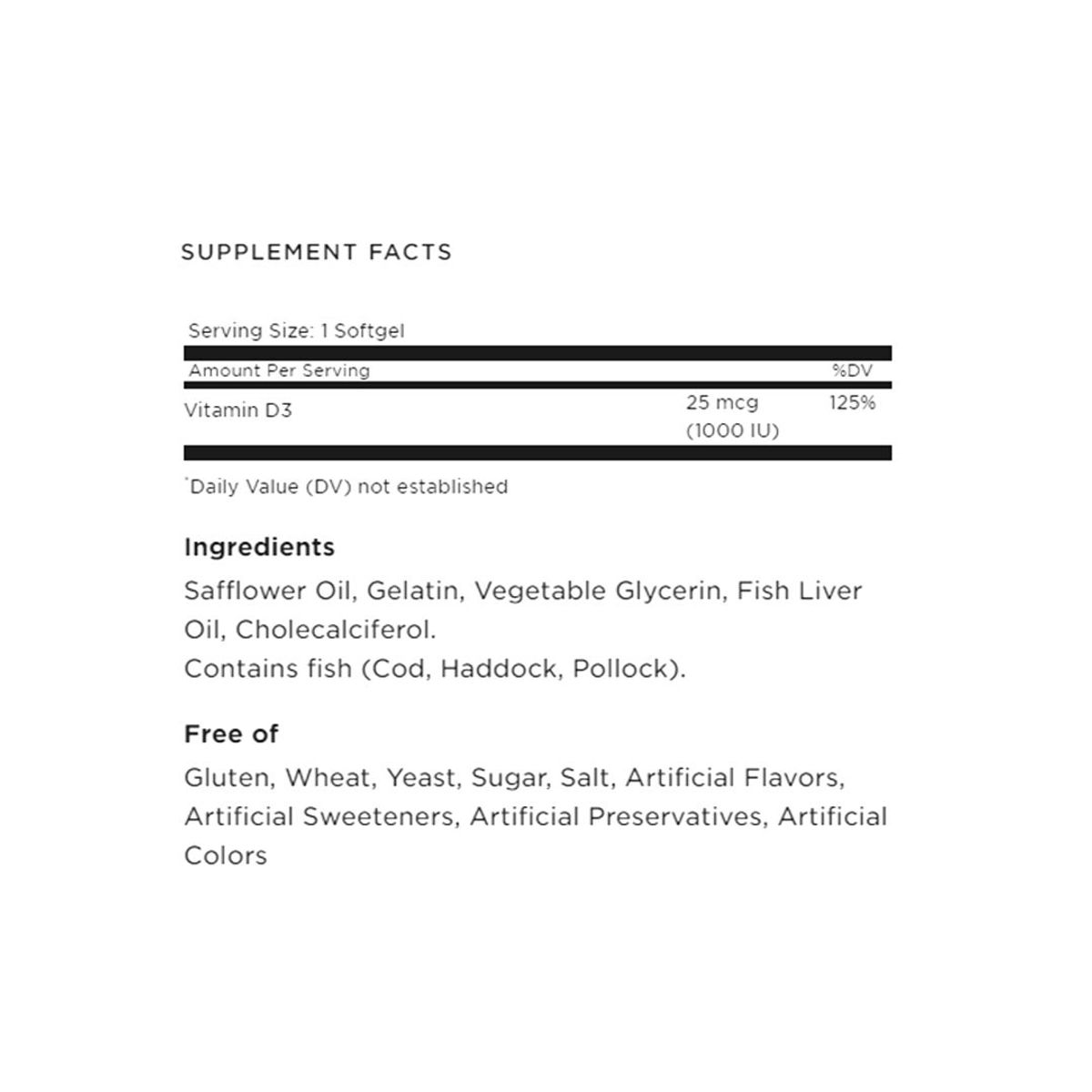 SOLGAR - VITAMIN D3 1000 IU 100 SFG