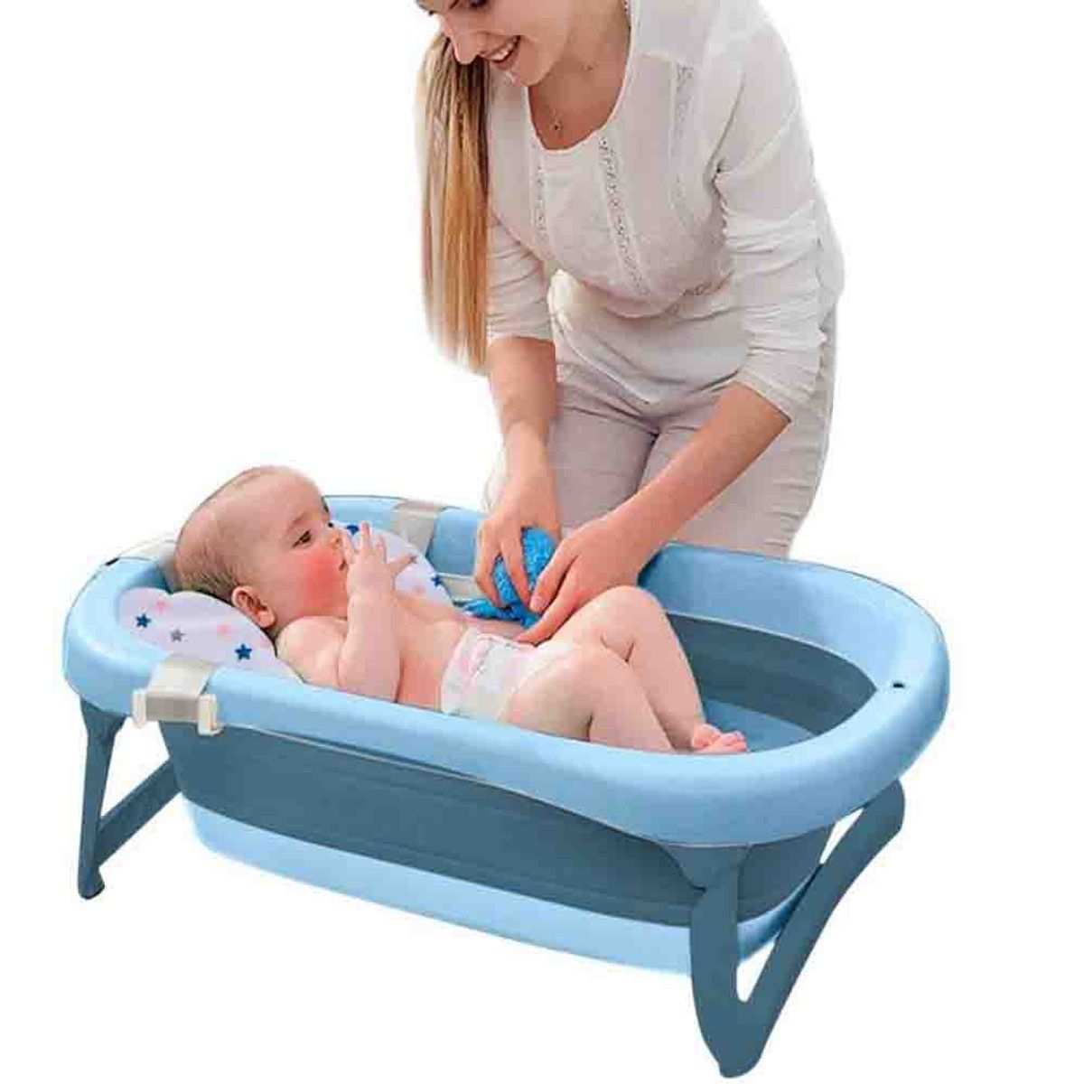 BABY KITS - Bañera Tina de Baño Plegable JELLY Termómetro 6 Accesorios