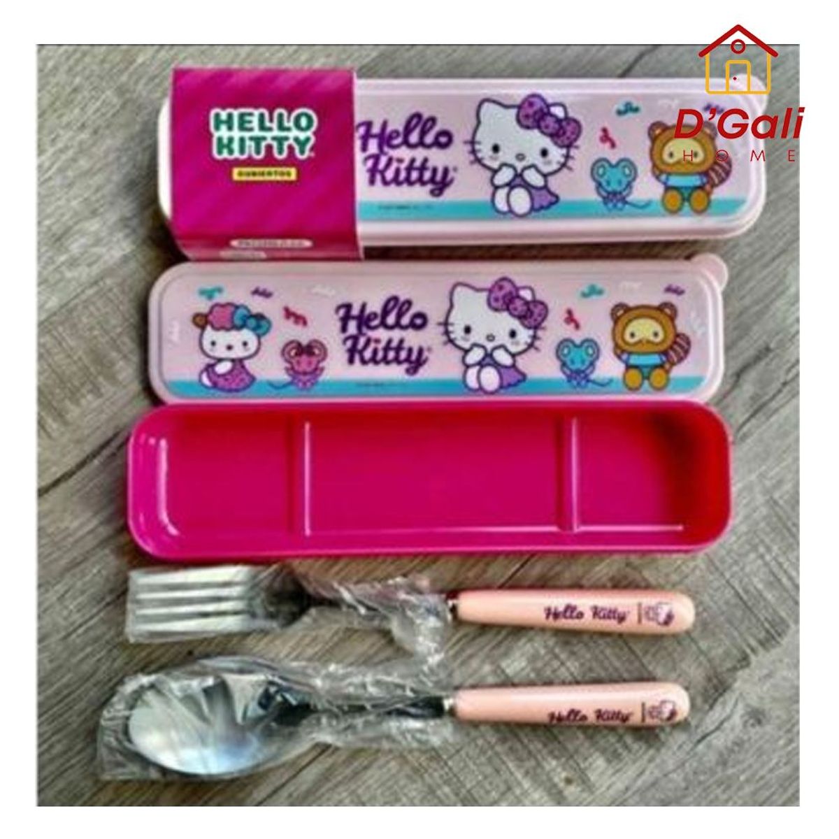 GENERICO - Mini set de cubiertos kawaii Tenedor  Cuchara Color Rosa