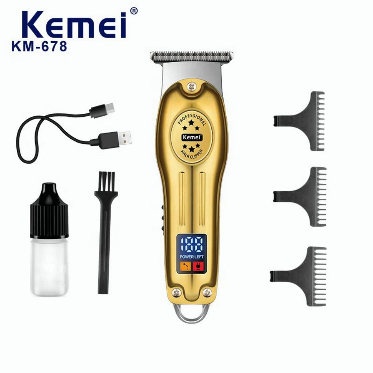 KEMEI - KEMEI KM-678 Maquina Cortapelo Patillera Trimmer Recargable