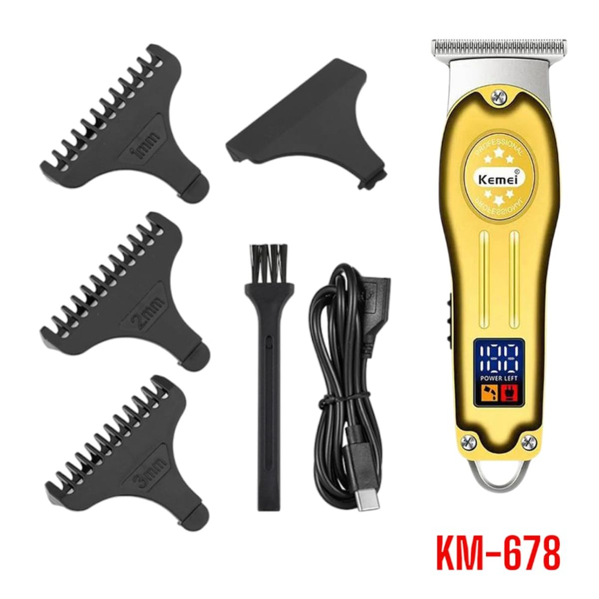 KEMEI - KEMEI KM-678 Cortadora de Cabello Trimmer con Guias Recortapelo