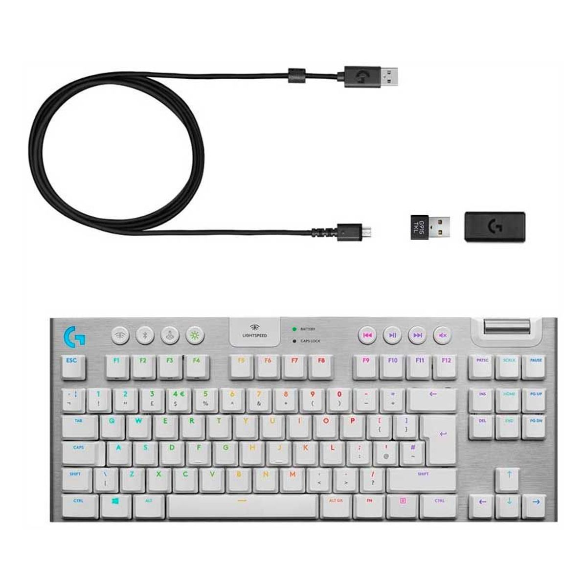 LOGITECH - Logitech G915 TKL Teclado Gaming Mecánico Inalámbrico Bluetooth Withe