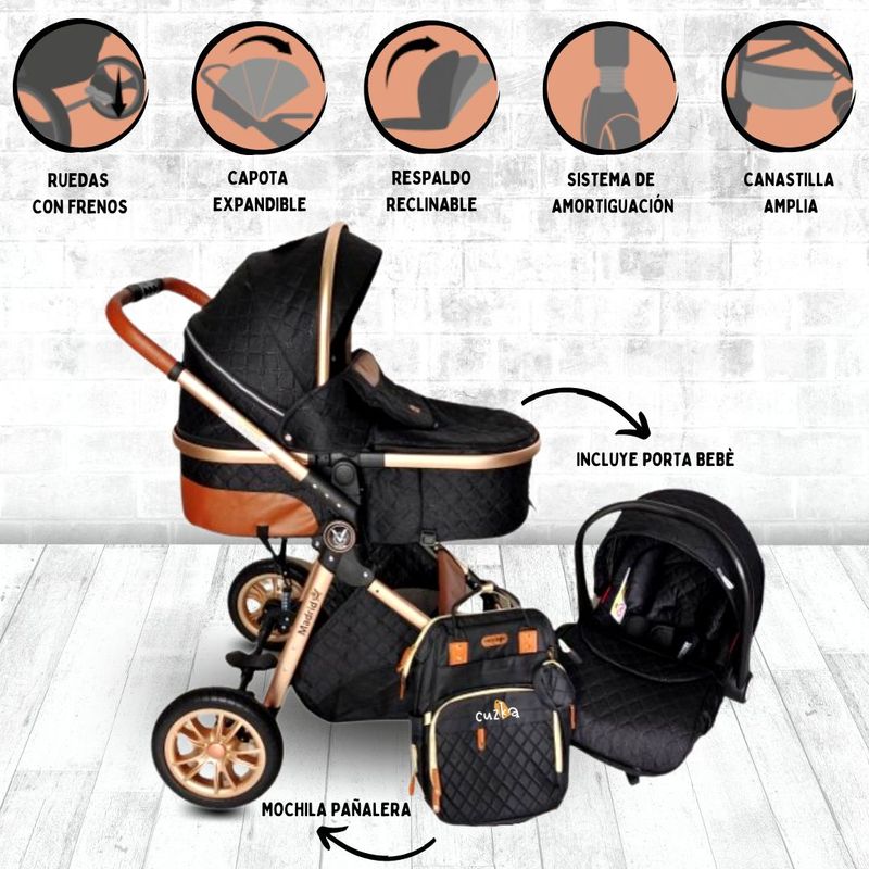 VOYAGE - Coche 4 en1 con Portabebé «MADRID» Black