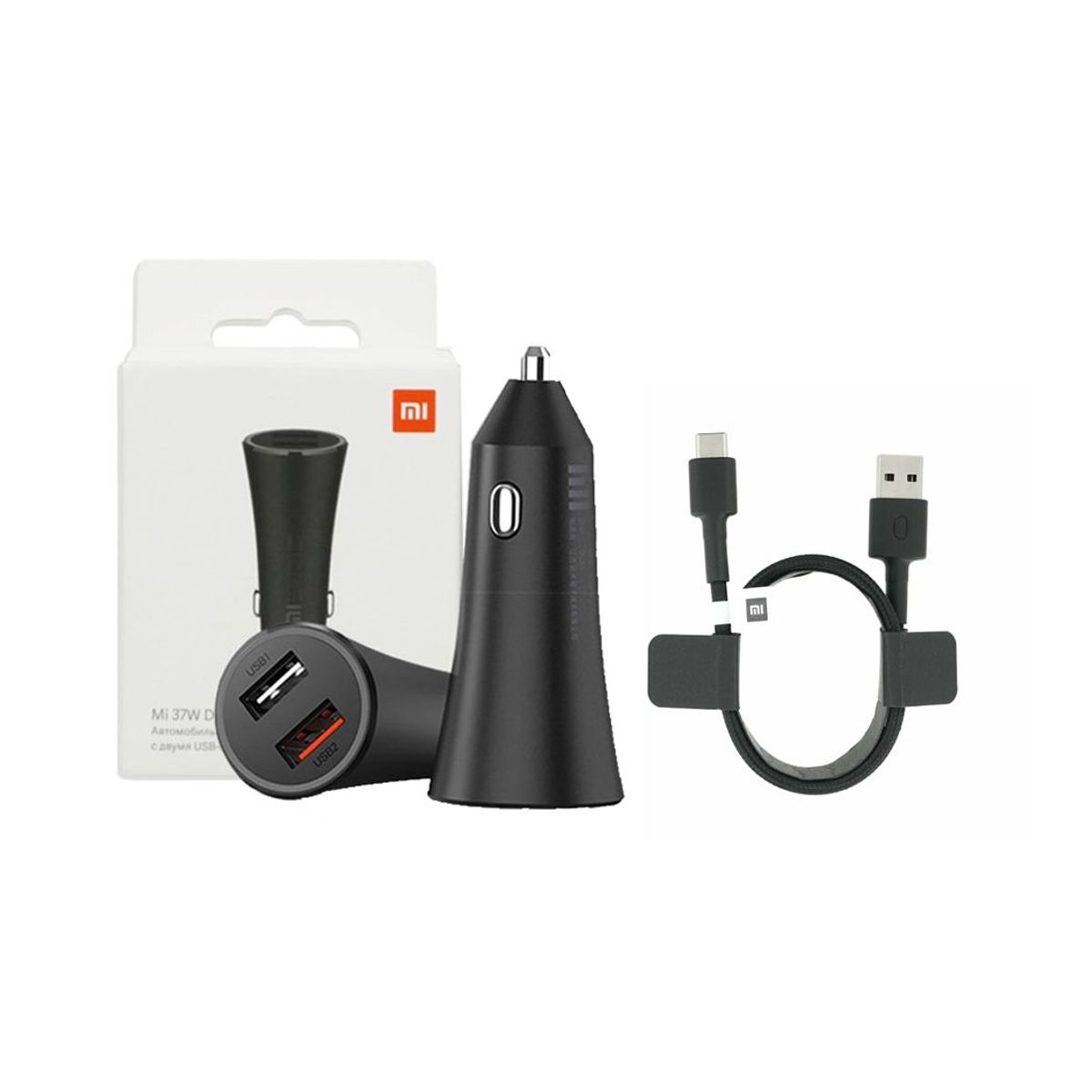 XIAOMI - Cargador De Auto Xiaomi 37W con Cable Braided Tipo C Negro