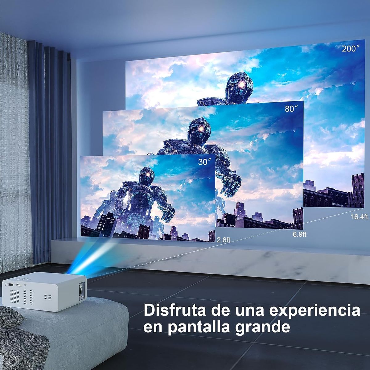 GENERICO - Mini Proyector con WiFi Bluetooth Portátil Full HD 720P 12000Lumens