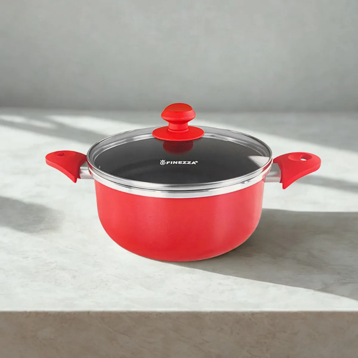 FINEZZA - Olla Antiadherente Ultragranito de 26 cm Rojo FINEZZA FZ-X336TM