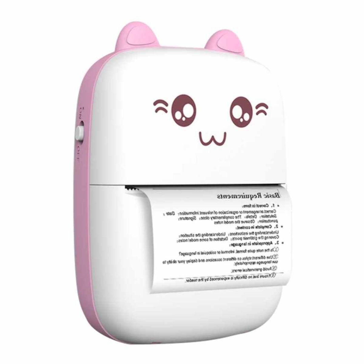 GENERICO - Mini Impresora Portatil Kawai de Gatito Recargable con Bluetooth Rosa