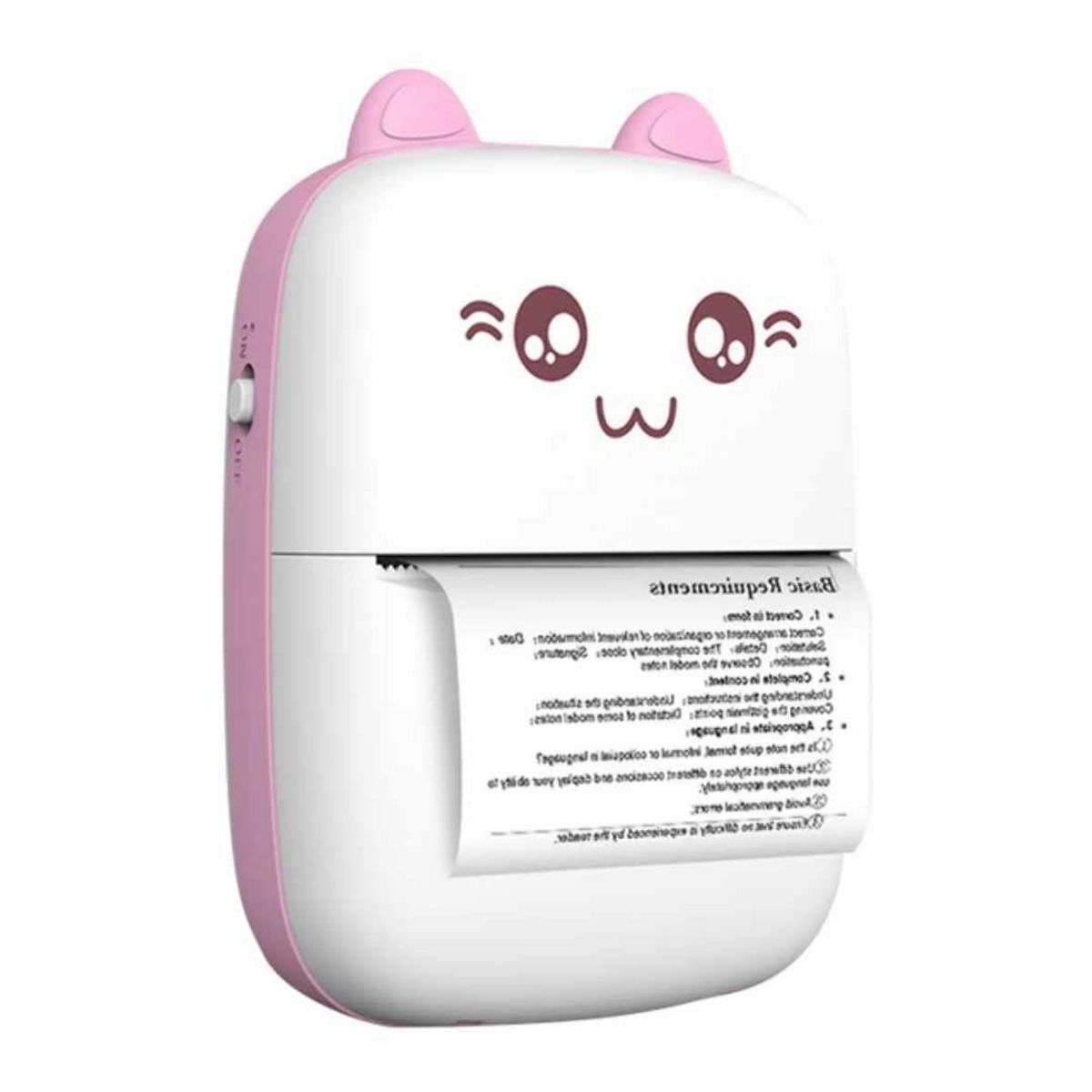 GENERICO - Mini Impresora Portatil Kawai de Gatito Recargable con Bluetooth Rosa