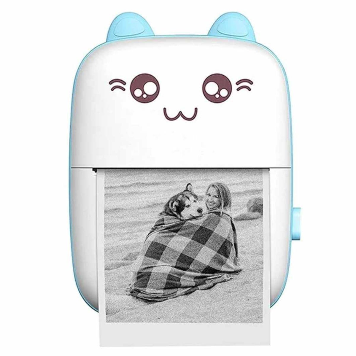 GENERICO - Mini Impresora Portatil Kawai de Gatito Recargable con Bluetooth Celeste