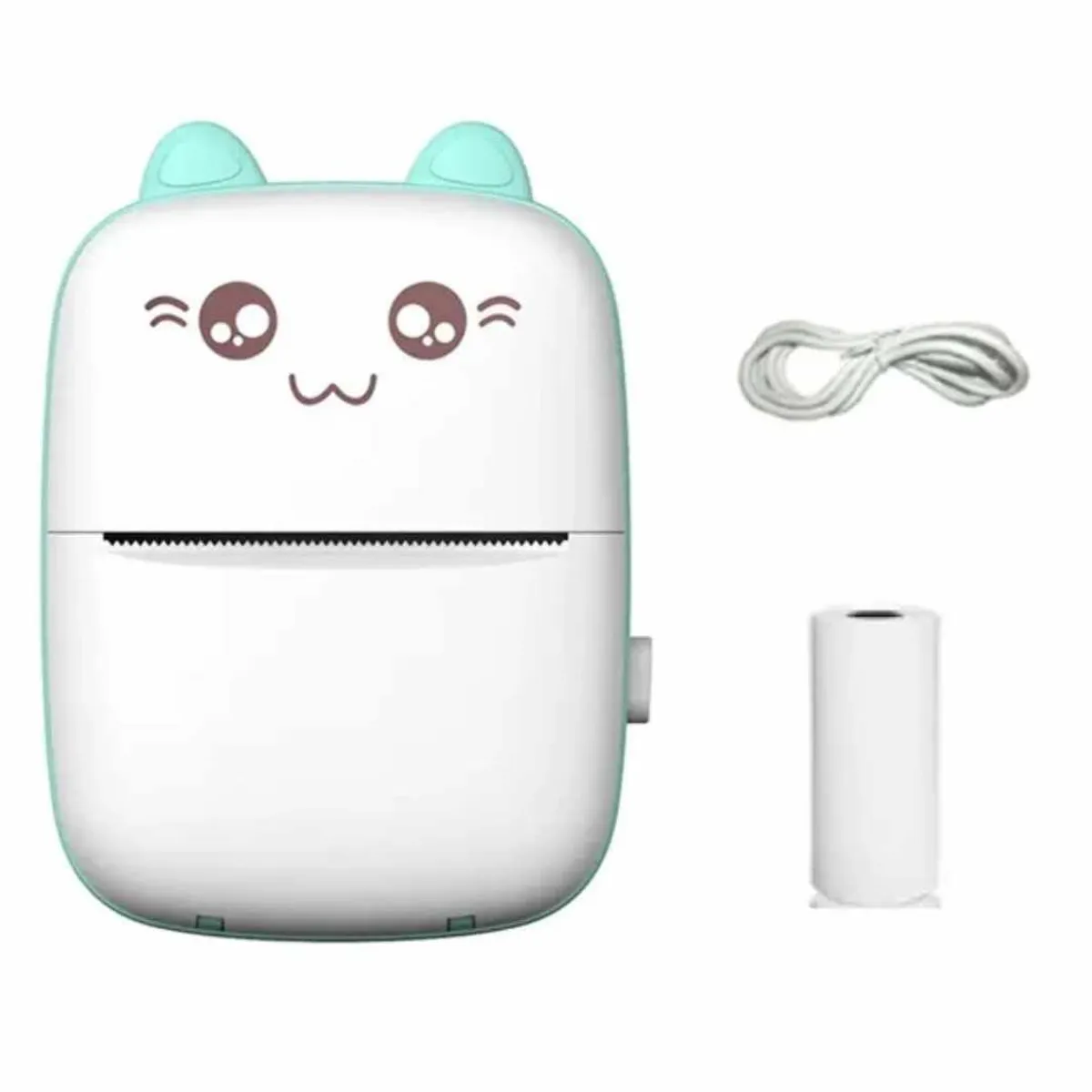 GENERICO - Mini Impresora Portatil Kawai de Gatito Recargable con Bluetooth Celeste