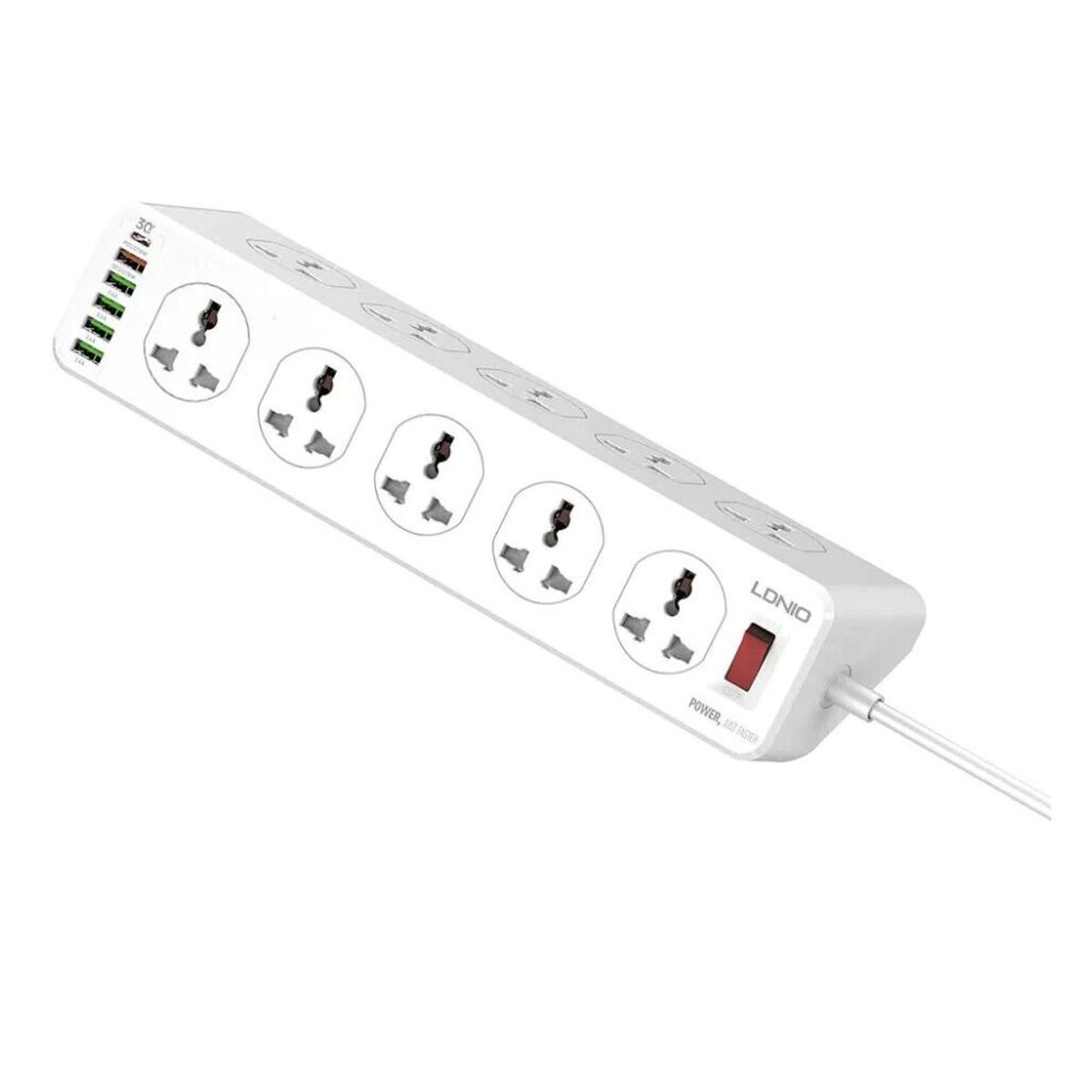 LDNIO - LDNIO SC10610 Extensión Tomacorriente de 10 Power Socket y 6USB Ports