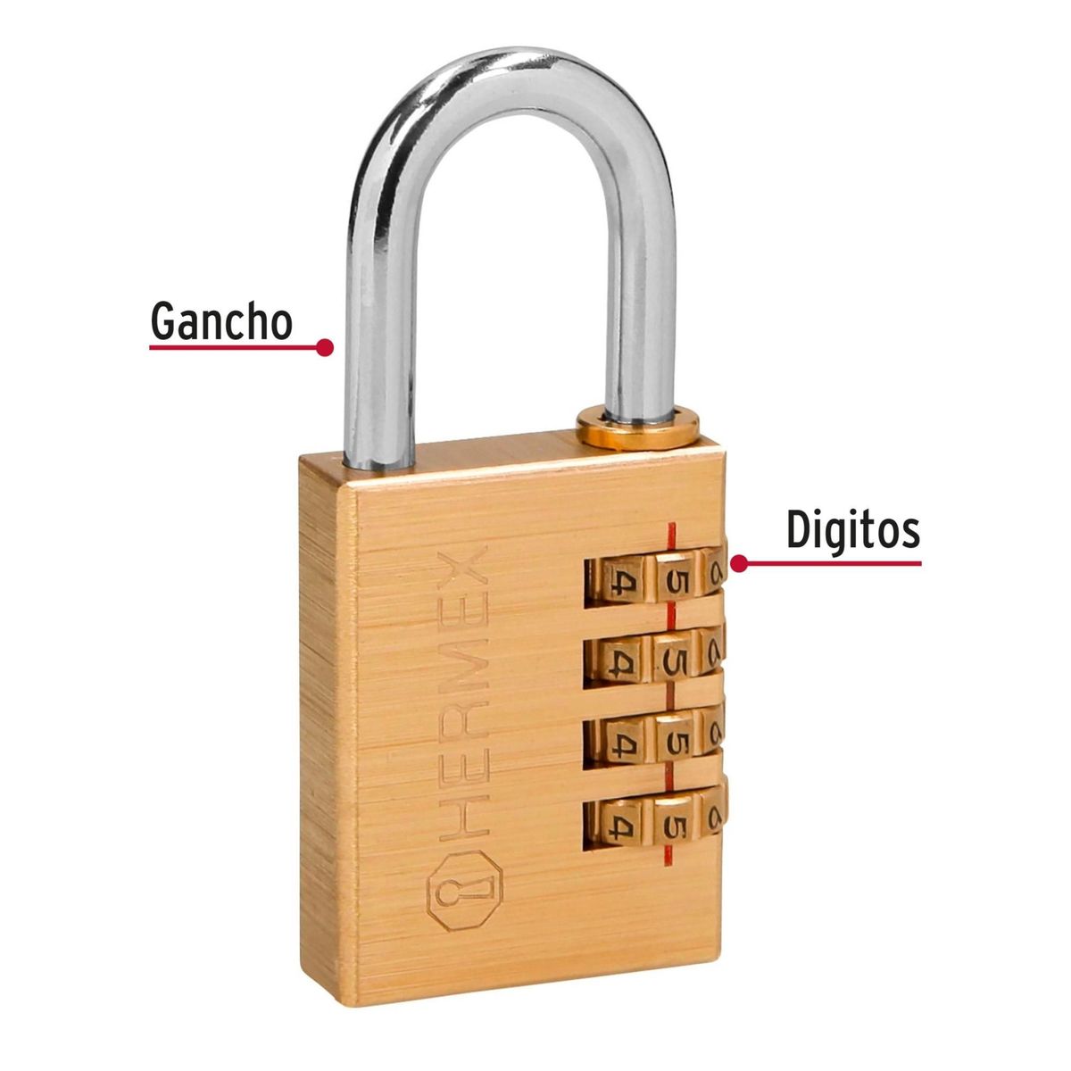 HERMEX - Candado con clave de combinación 40 mm cuerpo de latón HERMEX