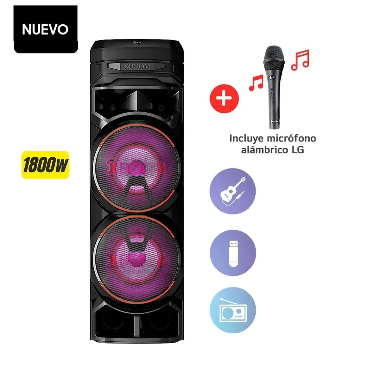 LG - TORRE DE SONIDO XBOOM LG - RNC9 CON MICROFONO INCLUIDO NEGRO
