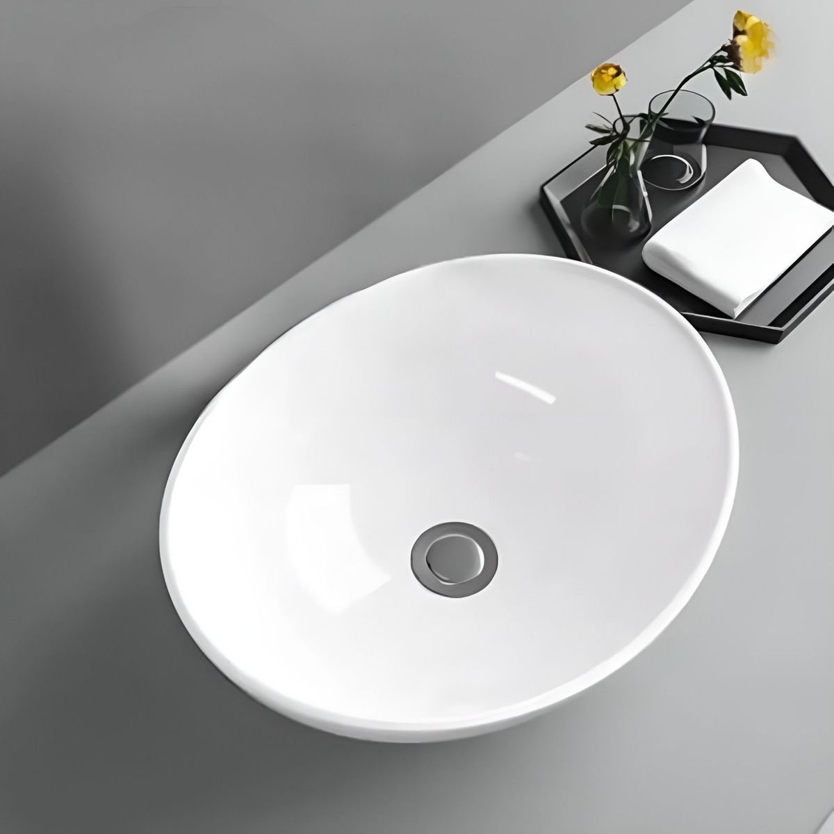 IMPORTADO MC - LAVAMANOS OVALIN PARA SOBREPONER MEDITERRANEO BLANCO