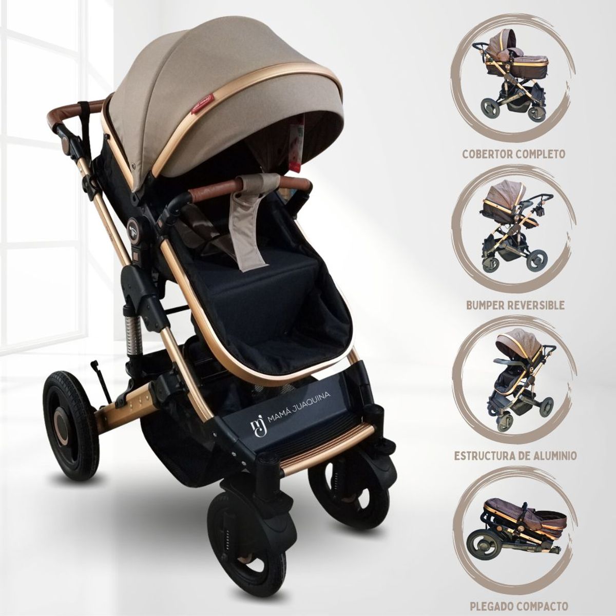 BABY - Coche Cuna Moisés de Lujo PRADO Beige