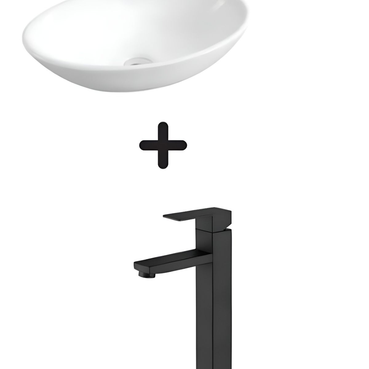 GREEN HOUSE - COMBO DE LAVATORIO MAS GRIFERIA COLOR NEGRO