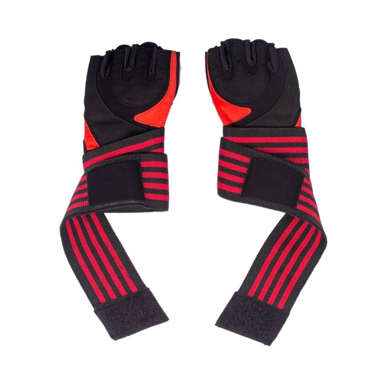 SPORT FITNESS - Guantes para pesas con muñequera - rojo