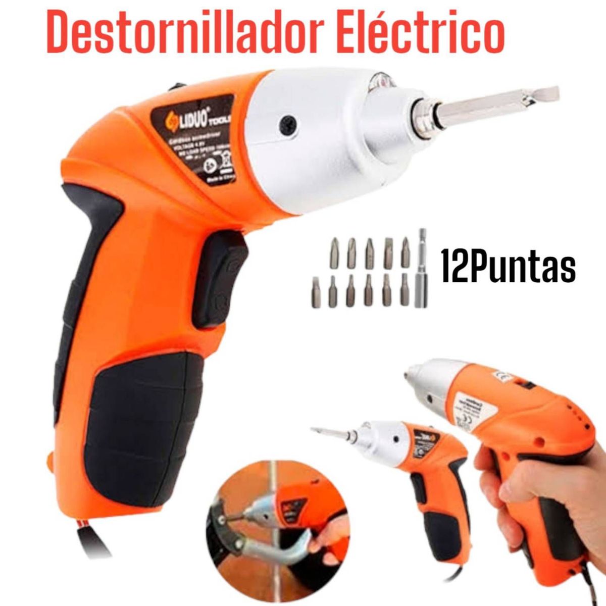 GENERICO - Set Desatorillador Atornillador de 12Piezas Recargable Estrella Plano