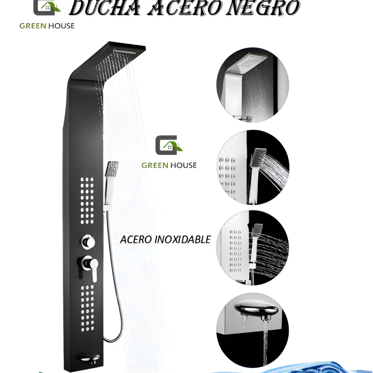 XM - Columna de Ducha Hidromasaje NEGRO acero Inoxidable