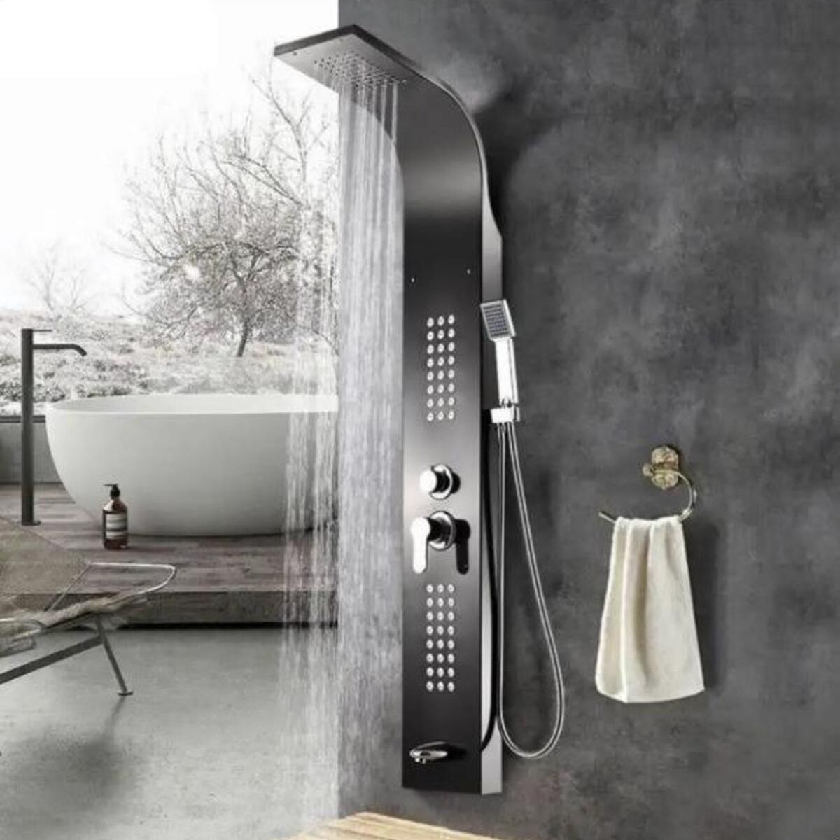 XM - Columna de Ducha Hidromasaje NEGRO acero Inoxidable