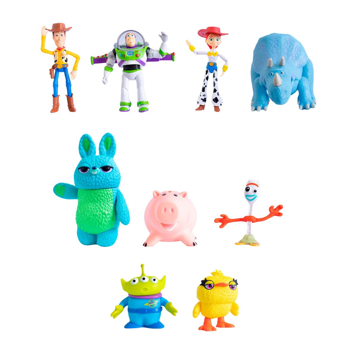 TOY STORY - SET DE FIGURAS X 9PCS ARTICULABLES Y DE JEBE DE TOY STORY 4 BUNNIE Y TRIXIE