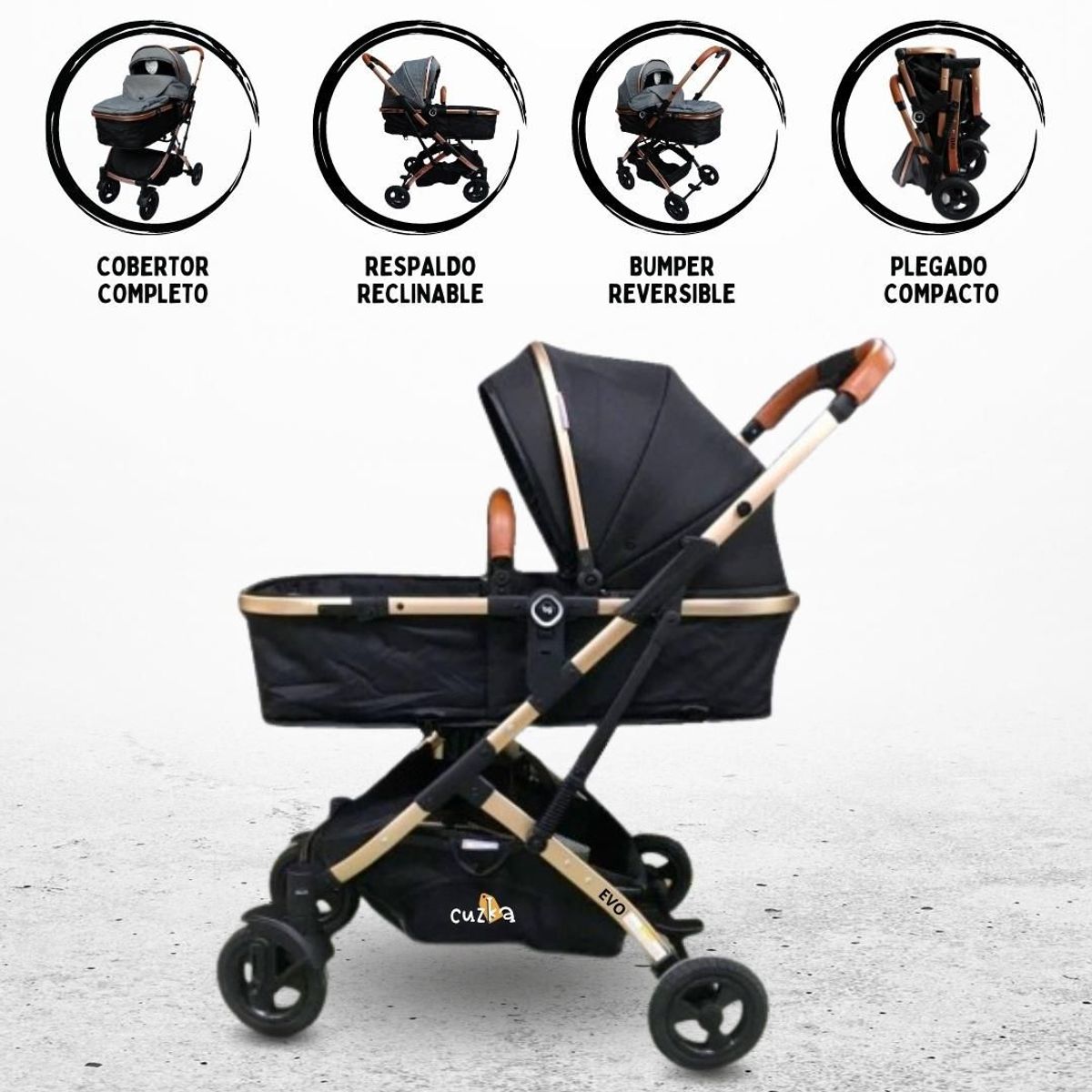 BABY HAPPY - Coche Deportivo Moisés para Bebé »EVO» Black
