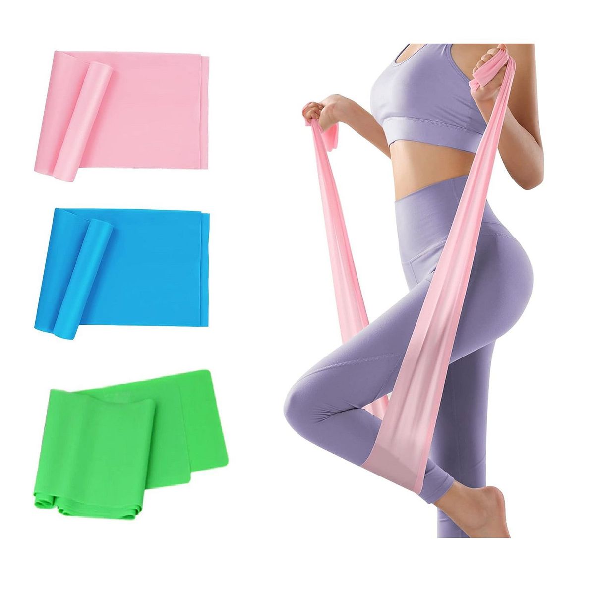 GENERICO - Bandas Ligas Elasticas Abiertas Pilates Set 3 Niveles