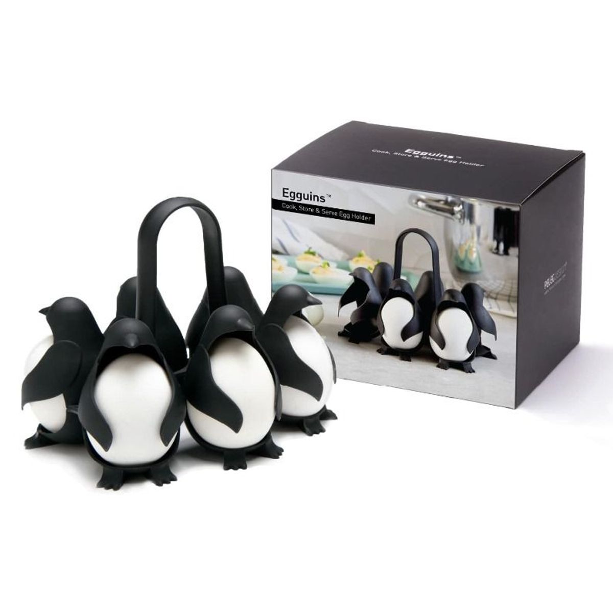 GENERICO - Egguins Soporte de huevos 3 en 1 para hervir, guardar y servir.