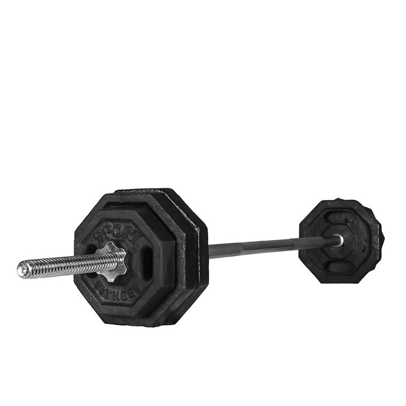SPORT FITNESS - Pack Barra Recta 1.55 cm 3k + 5k hexagonales - 26 kilos